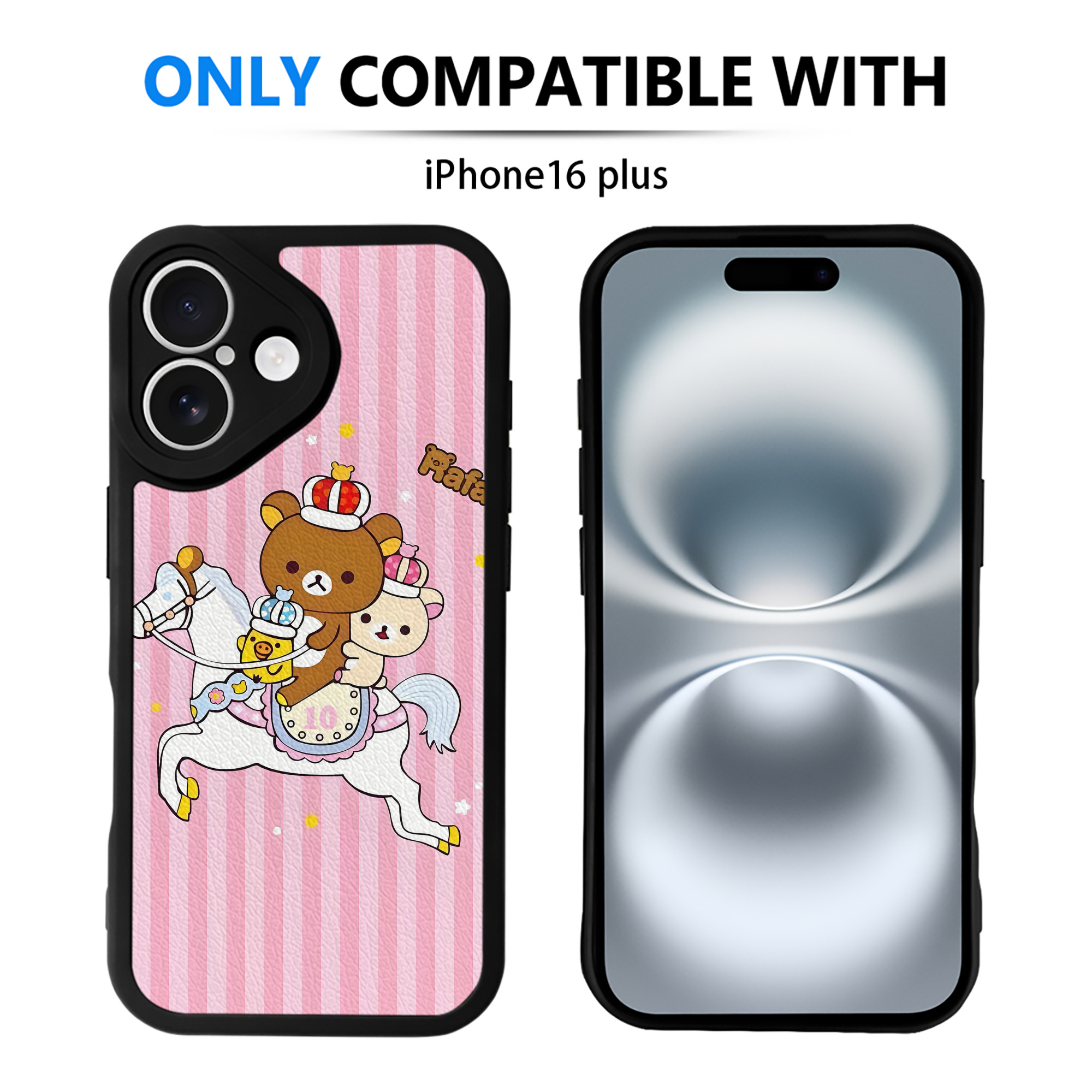 （画像用） リラックマ リラックマ キイロイトリ Rilakkuma Korilakkuma Kiiroitori 【iPhone 16シリーズ対応】シリコンスマホケース（レザー調） 材質：シリコン